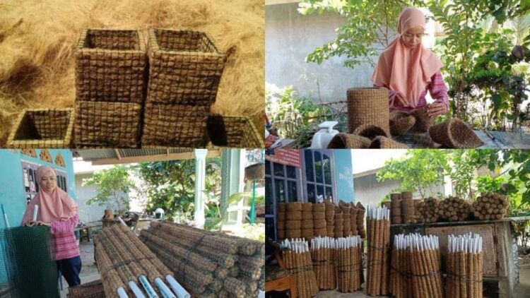 Usaha Membuat Pot Sabuik Karambia, Tamatan SD Kerjakan Banyak Orang 1 AKTIVITAS—Melani Syafitri saat beraktivitas di Kampuang Sato Desa Pauh Timur Kecamatan Pariaman Tengah.