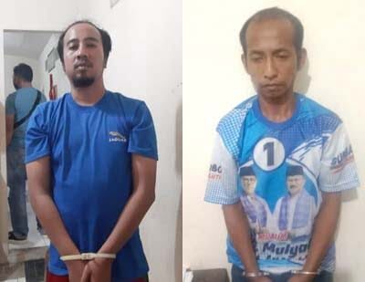 GELAPKAN MOTOR— Miko Frilyan Jara (31), dan Riki Mario (40) ditangkap jajaran Polsek Nanggalo atas kasus penggelepan sepeda motor yang merupakan milik temannya.