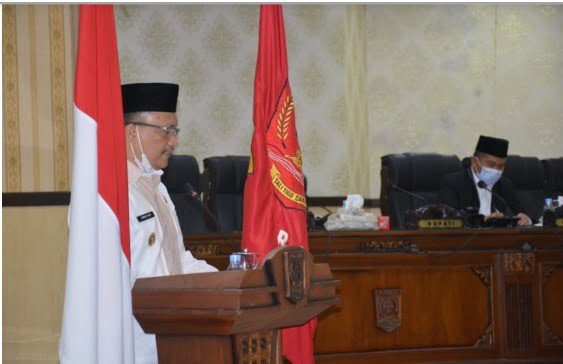 Wabub Agam Irwan Fikri SH menyampaikan visi dan misi Kabupaten Agam yang tertuang dalam nota penjelasan bupati tentang rancangan awal Rencana Pembangunan Jangka Menengah Daerah (RPJMD) 2021-2026.