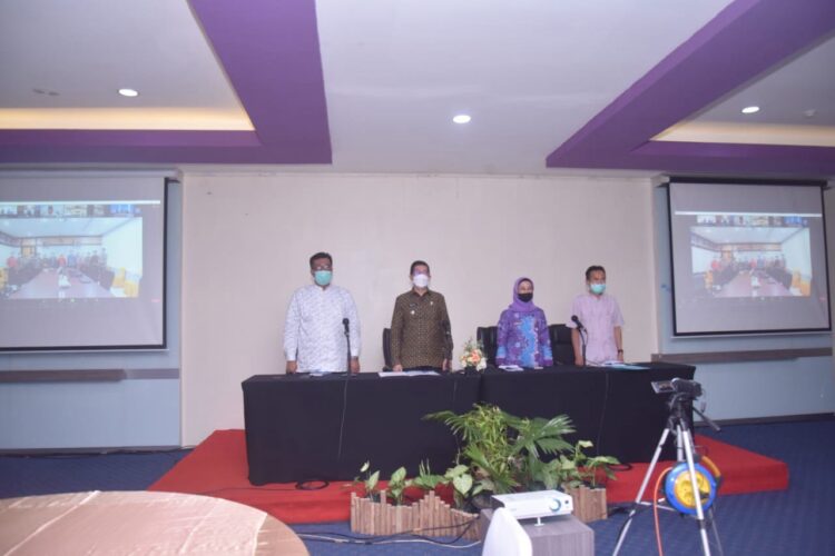 OPINI WTP— Wali Kota Kota Sawahlunto Deri Asta dan jajaran saat acara penerimaan Opini WTP secara virtual. Pemko sukses meraih Opini WTP  6 kali berturut-turut.