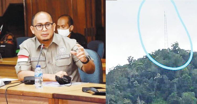 TOWER SELULER— Inilah tower Telkomsel yang sudah terpasang di area perbukitan di Nagari Sisawah, Kecamatan Sumpur Kudus, Sijunjung.