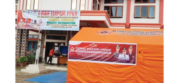 GERAI VAKSINASI— Pemnag Manggopoh membuka gerai vaksin gratis untuk mendorong program optimalisasi vaksinasi Covid-19.