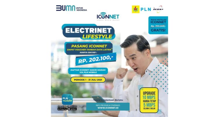 Melalui Electrinet Lifestyle PLN Berikan Promo Tambah Daya 1 Electrinet Lifestyle merupakan program sinergi antara PLN dan ICON+ yang hadir dalam bentuk promo harga special biaya penyambungan (BP) untuk Tambah Daya (TD) bagi pelanggan yang berlangganan paket internet Iconnet.