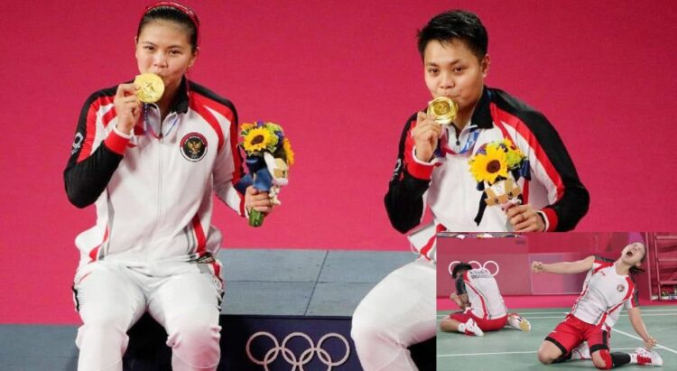 Taklukan Ganda Putri China, Greysia dan Apriyani Raih Emas Olimpiade Tokyo 1 UKIR SEJARAH— Ekspresi pasangan ganda putri Indonesia Greysia Polii/Apriyani Rahayu usai meraih emas cabor bulu tangkis Olimpiade Tokyo 2020.