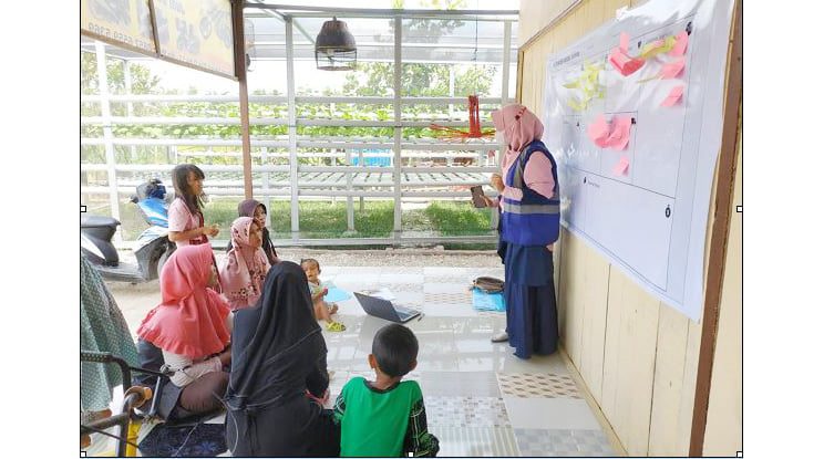 Pelatihan pemasaran produk hasil panen kepada kelompok wanita tani perumahan griya sakinah sejahtera.