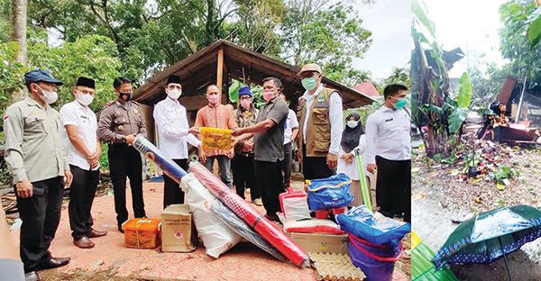 Rumah Ditimpa Kayu Sungkai, di Jorong Koto Baru, Kecamatan Payakumbuh, Anak Meninggal, Ibu Patah Pinggang 1 DITIMPA POHON— Bupati Limapuluh Kota Safaruddin serahkan bantuan kepada kelurga korban yang ditimpa pohon tumbang.