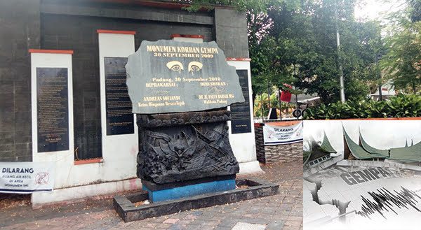 MONUMEN KORBAN GEMPA— Bertepatan dengan peringatan 12 tahun gempa pada 30 September mendatang, Pemko akan menggelar kegiatan seremonial berupa bersih bersih di Monumen Korban Gempa di kawasan Taman Melati.