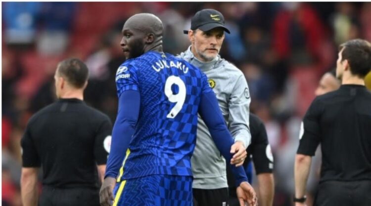 Stiker Chelsea, Romelu Lukaku bersama pelatihnya, Thomas Tuchel.