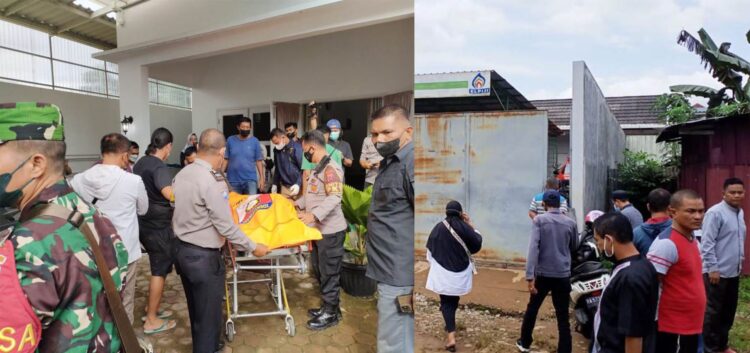 EVAKUASI— Polisi mengevakuasi jasad korban yang tewas dalam perampokan yang terjadi di rumah milik pengusaha gas elpiji Kelok Kuranji, kawasan Belimbing Raya, Kecamatan Kuranji.