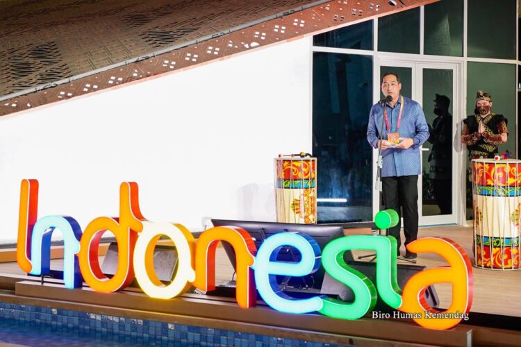 Menteri Perdagangan RI  Muhammad Lutfi saat meresmikan pembukaan Paviliun Indonesia pada Expo 2020 Dubai yang diselenggarakan  pada 1 Oktober 2021–31 Maret 2022. Indonesia akan menggelar National Day di perhelatan internasional Expo 2020 Dubai, Kamis (4/11) yang juga akan dihadiri Presiden Republik Indonesia (RI) Ir H. Joko Widodo. Foto: Biro Humas Kemendag