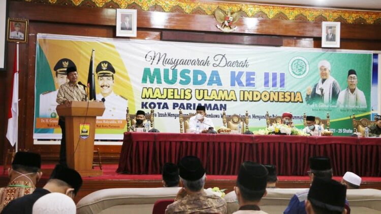 Wali Kota Pariaman Genius Umar menghadiri acara Musyawarah Daerah (Musda) ke-III Majelis Ulama Indonesia (MUI) Kota Pariaman.