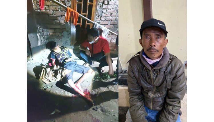 BERSIMBAH DARAH— Korban M (50) ditemukan bersimbah darah usai ditikam oleh suami selingkuhannya, hingga akhirnya meninggal dunia.