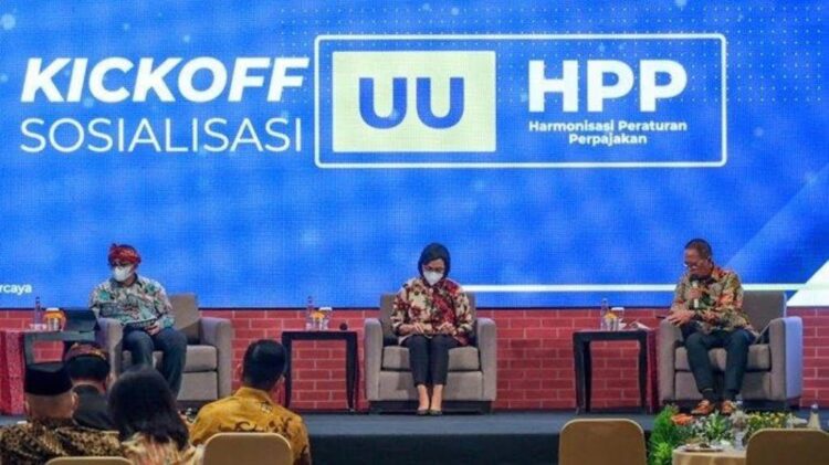 Kick off Sosialisasi UU HPP, Sri Mulyani Tekankan Urgensi Reformasi Pajak 1 Sri Mulyani dalam acara kick off sosialisasi Undang-Undang Harmonisasi Peraturan Perpajakan (UU HPP) yang diselenggarakan di Bali Nusa Dua Convention Center pada Jumat (19/11/2021).