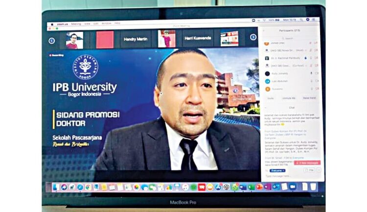 PROMOSI—Wagub Sumbar), Audy Joinaldy sidang promosi terbuka program Doktor Manajemen Bisnis (S3) Sekolah Bisnis IPB.