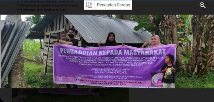 Program Pengabdian Kepada Masyarakat (PKM) perbaikan nutrisi melalui pakan untuk meningkatkan status reproduksi dalam pembibitan ternak kambing.