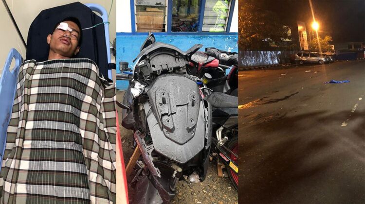 KECELAKAAN— Kondisi sepeda motor Honda Vario dan Yamaha Nmax yang bertabrakan di depan Lapangan Cindua Mato Batusangkar. Akibat kecelekaan itu, satu orang meninggal.