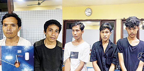PENGEDAR—Lima pengedar sabu diamankan di Mapolresta Padang usai ditangkap di dua lokasi berbeda.