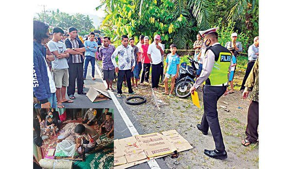 Pemotor jadi Korban Tabrak Lari, Ditemukan Tewas Bersimbah Darah di Kabupaten Agam 1 TABRAK LARI— Kasatlantas Polres Agam Iptu Apriman bersama anggotanya melakukan olah TKP kasus tabrak lari yang menewaskan pemotor di Jorong Kotogadang, Nagari Salarehaia, Kecamatan Palembayan.
