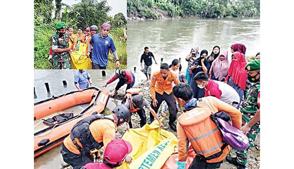 DITEMUKAN— Tim gabungan berhasil menemukan dan mengevakuasi korban Riki Putra (31) yang hanyut di Sungai Batang Anai sejauh 15 Km dari lokasi pertama dilaporkan hanyut