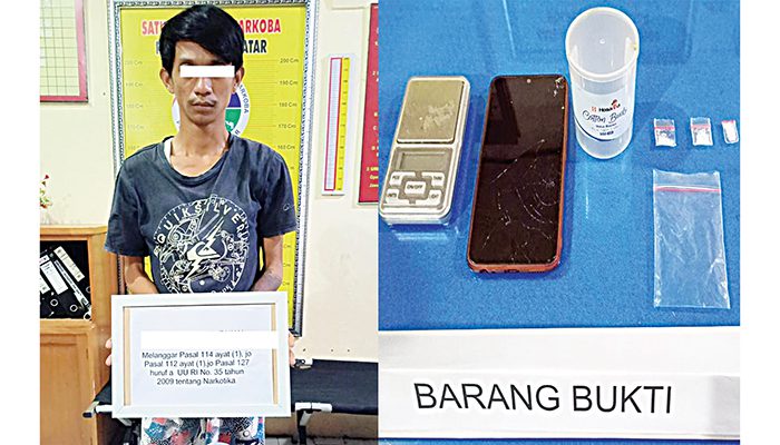 Tangkap Pedagang Nyambi Jadi Pengedar, 3 Paket Sabu Beserta Timbangan Disita di Kabupaten Tanah Datar 1 PENGEDARā AP (26) diduga pengedar warga Nagari Labuah, Kecamatan Lima Kaum diamankan Satresnarkoba Polres Tanah Datar atas kepemilikan 3 paket kecil sabu, Kamis (17/2) sekitar pukul 18.30 WIB.