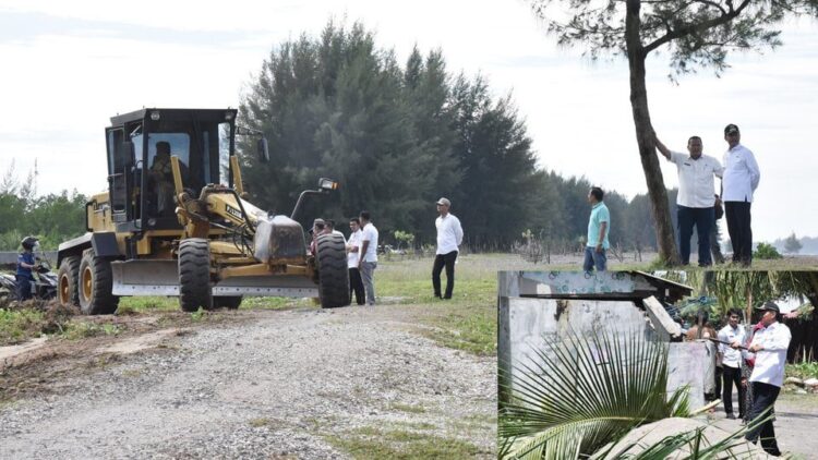 Genius Umar Kembali Buka Jalan Baru Tanpa APBD 1 TINJAU JALAN BATU—Wako Pariaman Genius Umar melakukan pemantauan langsung pembuatan jalan baru.