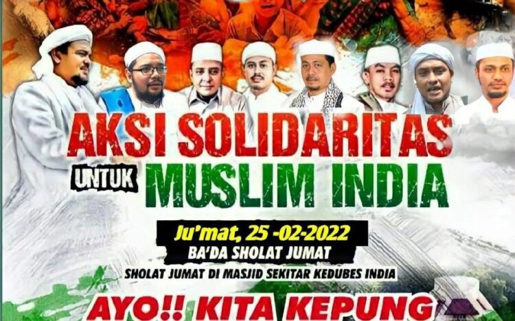 Persaudaraan Alumni (PA) 212 menggelar aksi solidaritas bertajuk Aksi 2502 di depan Kedutaan Besar (Kedubes) India pada hari ini.