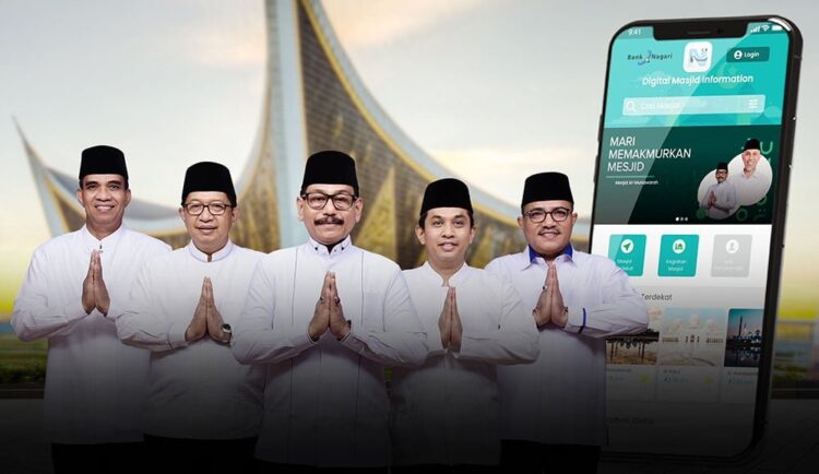 DIREKSI— (Ki-ka) Direktur Operasional Bank Nagari Syafrizal, Direktur Kepatuhan Restu Wirawan, Direktur Utama Muhamad Irsyad, Direktur Kredit dan Syariah Gusti Candra dan Direktur Keuangan Sania Putra.