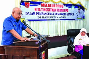 Bupati Agam Buka Pelatihan PPRG, Isu Gender Masih jadi Agenda Pembangunan SDG’s 1 PELATIHAN— Bupati Agam melalui Sekretaris Daerah Kabupaten (Sekdakab) Agam Edi Busti membuka pelatihan Perencanaan Penganggaran Responsif Gender (PPRG).