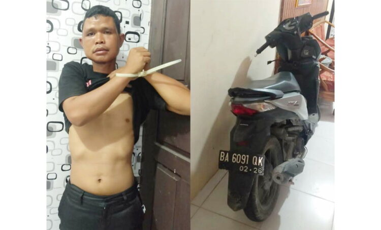 Mantan Sopir Curi Motor lalu Dimasukkan ke Ambulans 1 PENCURI MOTOR— Pelaku RS (37) yang terlibat pencurian sepeda motor bersama barang bukti diamankan di Mapolres Pariaman usai ditangkap di Padang.