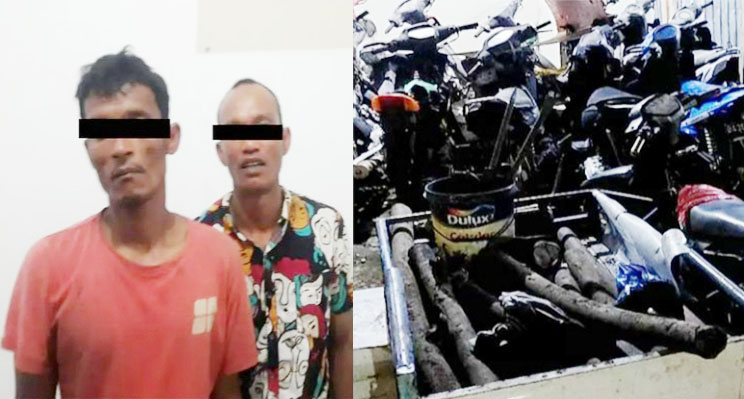PENCURI KABEL— Kepergok mencuri kabel bawah tanah milik PT. Telkom, dua tersangka di proses secara hukum oleh Polsek Padang Utara.