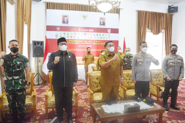 IKUTI—Wabup Bersama Forkopimda Hadiri HUT Otoda Secara Virtual.