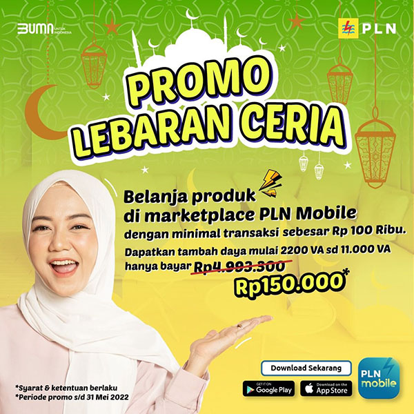 PT PLN berkolaborasi dengan anak usahanya PT Indonesia Comnets Plus (ICON+) menghadirkan Promo “Lebaran Ceria”.