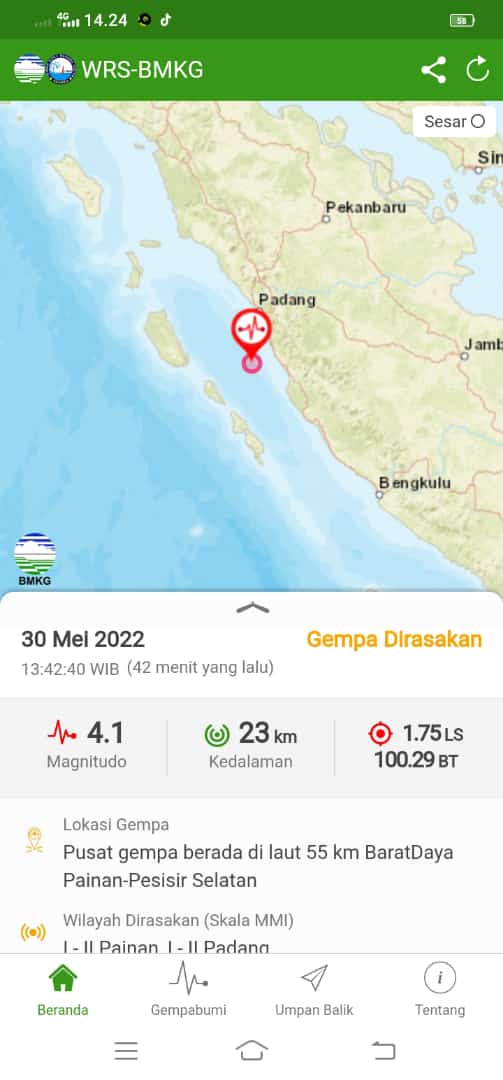Gempa 4,1 Guncang Pessel, Cukup Membuat Warga Painan Kaget 1 3 7