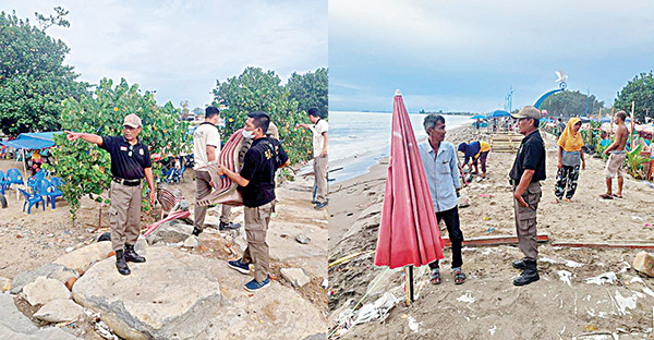 50 Kursi, 5 Payung Ceper Dibersihkan dari Muaro Lasak 1 BARANG BUKTI— Petugas Satpol PP berhasil membawa puluhan kursi dan lima payung sebagai barang bukti dari sejumlah pedagang di kawasan Pantai Muaro Lasak, Rabu (25/5) sore.