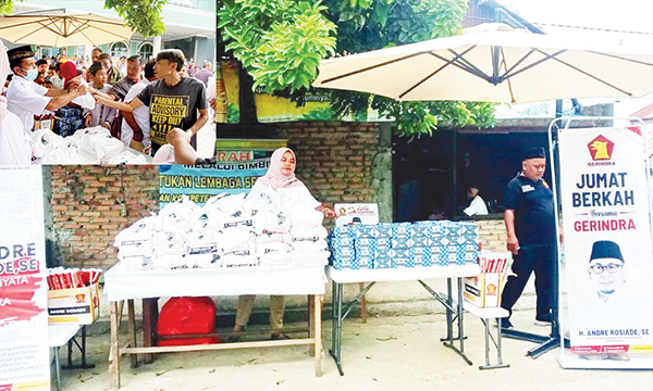 NASI KOTAK— Penyerahan nasi kotak Jumat Berkah Bersama Gerindra di Masjid Masjid Jamiatul Huda Ketaping, Kelurahan Pasar Ambacang, Kecamatan Kuranji.