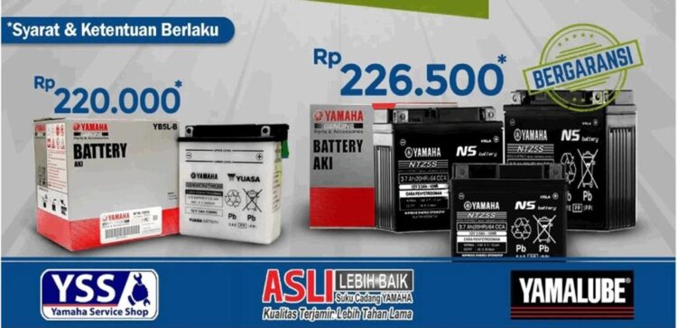 PROMO— Yamaha Tjahaja Baru mengadakan promo pembelian aki bonus oli mesin.