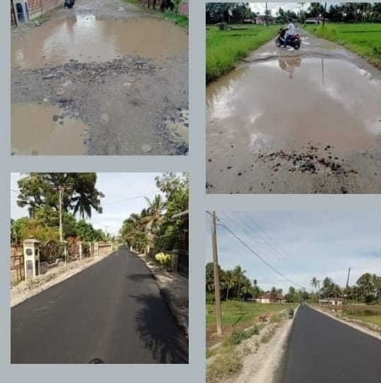 PERBAIKAN—Jalan yang belum diperbaiki dan setelah diperbaiki.