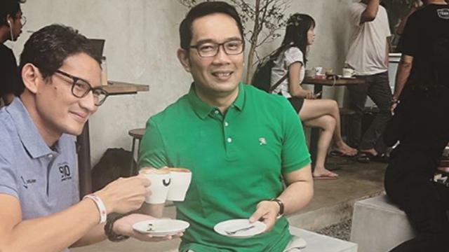 UNGGUL CAWAPRES— Menparekraf Sandiaga Uno bersama Gubernur Jawa Barat, Ridwan Kamil.