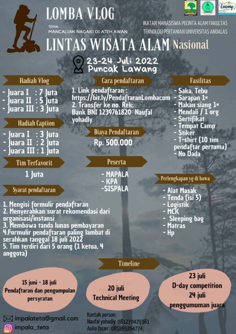 Berhadiah Belasan Jutaan Rupiah, IMPALA TETA Unand Gelar Lomba Vlog Lintas Wisata Alam 1 unanad