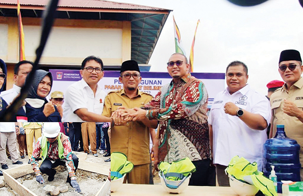 Peletakan Batu Pertama Pasar Rakyat Belimbing, Hendri Septa: Terima Kasih Andre Rosiade 1 PELETAKKAN BATU PERTAMA— Anggota DPR RI dari Fraksi Partai Gerindra H. Andre Rosiade melakukan peletakan batu pertama pembangunan Pasar Rakyat Belimbing, Kecamatan Kuranji, Selasa (2/8).