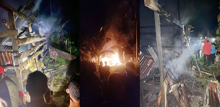 KANDANG KEBAKARAN— Kondisi kandang sapi milik guru SDLB di Jorong IV Surabayo, Nagari Lubuk Basung, ludes terbakar dan mengakibatkan 11 ekor sapi mati.