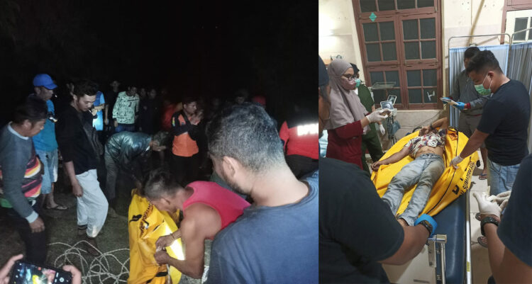 DITEMUKAN TEWAS— Tim SAR gabungan mengevakuasi jenazah korban Kariri (50) yang ditemukan tewas di jurang Puncak Polan, Kecamatan Lembah Segar.