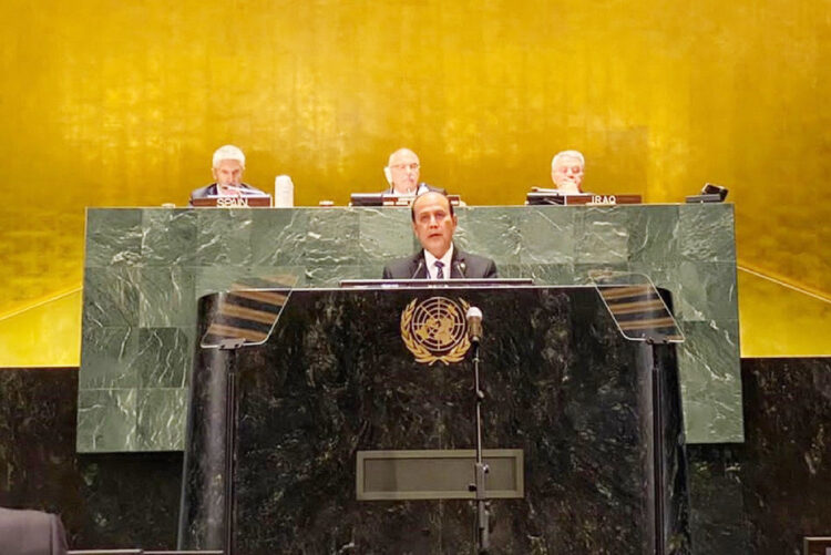 BICARA—Kepala BNPT Komjen Pol Boy Rafli Amar saat berbicara di ajang 'The First United Nations Global Congress of Victims of Terrorism' yang digelar di Markas Besar Perserikatan Bangsa-Bangsa (PBB) New York.