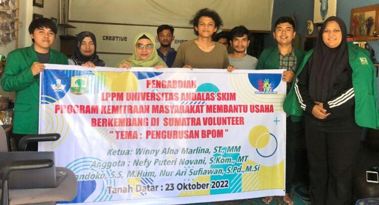 LPPM Unand Gelar Sosialisasi Kegiatan Pengurusan BPOM 1 Kegiatan Pengabdian di Sumatra Volunteer oleh Ketua dan Tim Pengabdian dari Unand.