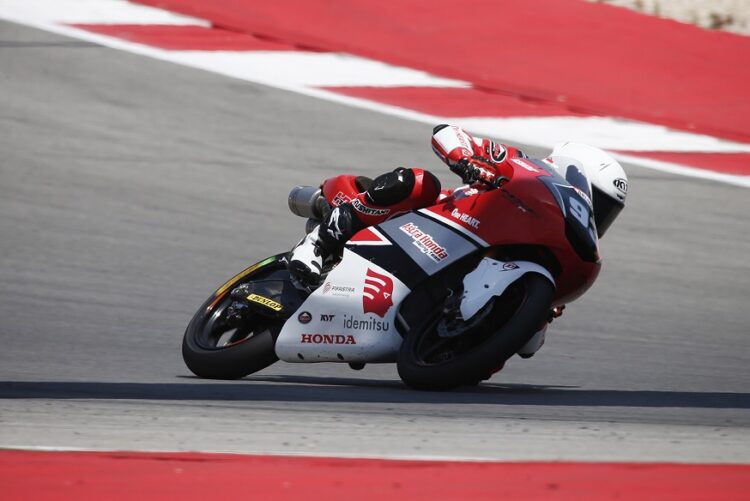 PEBALAP— Pebalap Astra Honda Racing Team (AHRT) Fadillah Arbi Aditama yang turun di ajang FIM JuniorGP 2023.