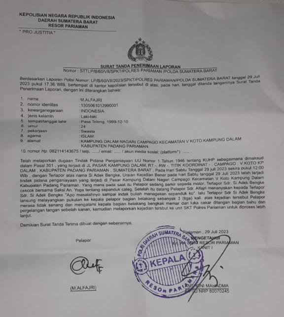 Tidak Terima Mendapat Bogeman, Korban Laporkan Kasus ke Polisi 1 tw