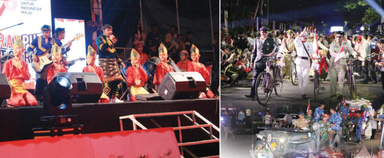 PAWAI— Pawai bertajuk 
Merah Putih Light Carnival 2023 meriahkan RI di Sumatra Barat, 
Jumat (18/8), malam.