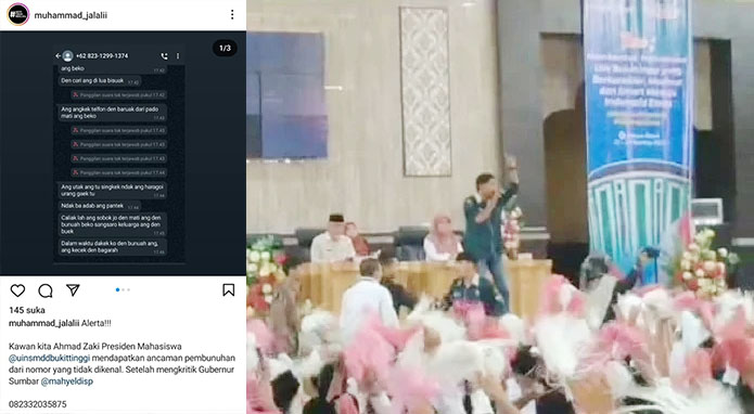 Diduga Buntut Aksi Tolak Gubernur Sumbar, Presiden Mahasiswa UIN Bukittinggi Diancam Dibunuh, Pelakunya Menelepon Berkali-kali dan Kirim Pesan WA 1 ANCAMAN— Tangkapan layar pesan ancaman terhadap Presma Dema
UIN Bukittinggi yang viral di media sosial.