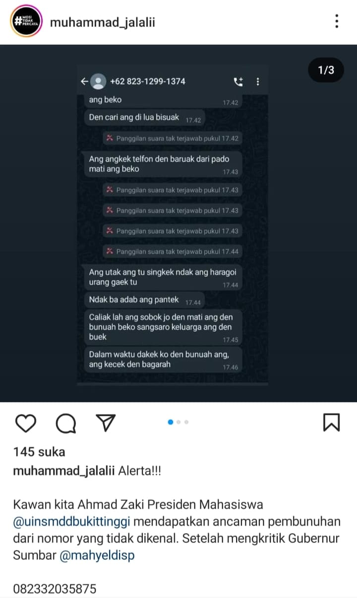 Presma UIN Bukittinggi Diancam Dibunuh, LBH Pers Desak Polisi Usut Tuntas 1 Pengancaman