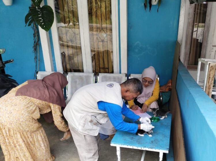VAKSIN—Terlihat pelaksanaan vaksinasi massal rabies berjalan sesuai harapan.
